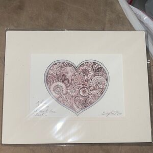 Brighton Intricate Heart Illustration in Pink and Cream